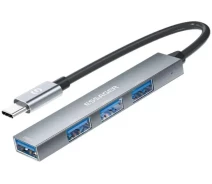 Купить - кардридер  Хаб Essager Fengyang 4 in 1 Splitter (Type-C port) grey (EHBC04-FY0G-P)