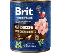 Купить - зоотовар для собак  Корм влажный Brit Premium by Nature k 800 консервы для собак с курицей и куриными сердцами 800 г (8595602538546)