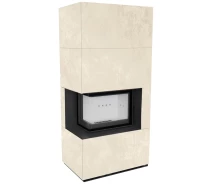 Купить - топку и печь  Каминная топка Kratki FLOKI BOX левый 8 kW Ø 160 в корпусе с керамогранита NERO ASSOLUTO