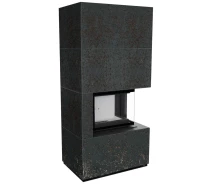 Купить - топку и печь  Каминная топка Kratki FLOKI BOX правый 8 kW Ø 160 в корпусе с керамогранита OXIDE BIANCO