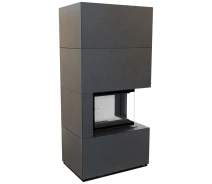 Купить - топку и печь  Каминная топка Kratki FLOKI BOX правый 8 kW Ø 160 в корпусе с керамогранита OXIDE NERO