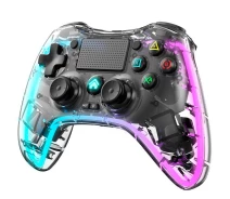 Купить - игровой манипулятор  Прозрачный беспроводной джойстик для PS4 и ПК с подсветкой RGB Джойстик беспроводной геймпад для ПК телефона компьютера Bluetooth