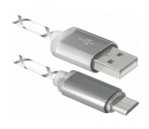 Купить - адаптер и кабель  Дата кабель USB08-03LT USB - Micro USB, GrayLED backlight, 1m Defender (87554)