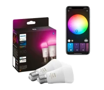 Купить - лампу  Светодиодная лампа Philips Hue E27 White and Color 1100лм 75Вт 9W ZigBee, Bluetooth, Apple HomeKit 2шт. (929002468802/2) [68371]