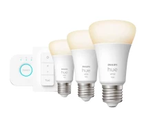 Купить - лампу  Стартовый комплект Philips Hue E27 White 1100лм 3 шт + Hue Bridge + Dimmer Switch (929002469204) [87523]