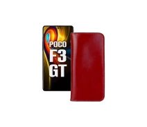 Купить - чехол для смартфона  Портмоне из кожи для телефона Xiaomi poco F3 GT Красный