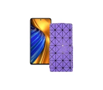 Купить - чехол для смартфона  Чехол-флип из экокожи для телефона Xiaomi Poco F4 Фиолетовый ромб