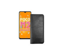 Купить - чехол для смартфона  Портмоне из кожи для телефона Xiaomi Poco M2 Reloaded (2021) Черный