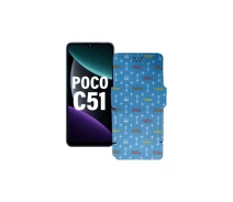 Купить - чехол для смартфона  Чехол-книга из экокожи для телефона Xiaomi Poco C51 Фэшн голубой