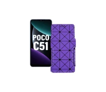 Купить - чехол для смартфона  Чехол-книга из экокожи для телефона Xiaomi Poco C51 Фиолетовый ромб