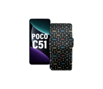 Купить - чехол для смартфона  Чехол-книга из экокожи для телефона Xiaomi Poco C51 Фэшн черный