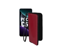 Купить - чехол для смартфона  Чехол-кошелек из экокожи для телефона Xiaomi Poco C51 Бордовый
