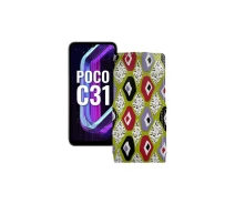 Купить - чехол для смартфона  Чехол-флип из экокожи для телефона Xiaomi Poco C31 2021 Камни-цветные