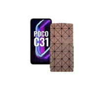 Купить - чехол для смартфона  Чехол-флип из экокожи для телефона Xiaomi Poco C31 2021 Коричневый ромб