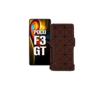 Купить - чехол для смартфона  Чехол-книга из экокожи для телефона Xiaomi poco F3 GT Коричневый ромб