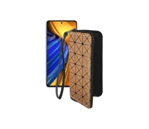 Купить - чехол для смартфона  Чехол-кошелек из экокожи для телефона Xiaomi Poco F4 Pro Коричневый ромб