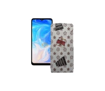 Купить - чехол для смартфона  Чехол-флип из экокожи для телефона Doogee N40 Pro Луи-Витон-белый