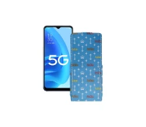 Купить - чехол для смартфона  Чехол-флип из экокожи для телефона OPPO A55s Фэшн голубой
