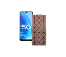 Купить - чехол для смартфона  Чехол-флип из экокожи для телефона OPPO A55s Коричневый ромб