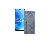 Купить - чехол для смартфона  Чехол-флип из экокожи для телефона OPPO A55s Серый ромб