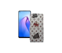 Купить - чехол для смартфона  Чехол-флип из экокожи для телефона OPPO Reno 8 Луи-Витон-белый