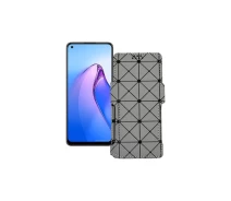 Купить - чехол для смартфона  Чехол-книга из экокожи для телефона OPPO Reno 8 Серый ромб