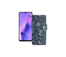 Купить - чехол для смартфона  Чехол-книга из экокожи для телефона OPPO A8 Хаки-синий
