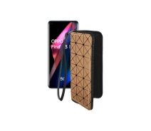 Купить - чехол для смартфона  Чехол-кошелек из экокожи для телефона OPPO Find X3 Pro Коричневый ромб
