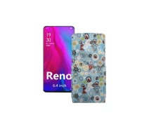 Купить - чехол для смартфона  Чехол-флип из экокожи для телефона OPPO Reno PCAM00 Круги-цветные