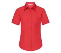Купить - женскую рубашку  Рубашка Fruit of the loom Ladies Poplin Shirt Short Sleeve 3XL Красный (65-014-0)