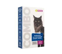 Купить - противопаразитарное средство для кота  Капли COMBO Vitomax от экто- и эндо-паразитов на холку для котов 4-8 кг, 0,8 мл (3 пипетки)