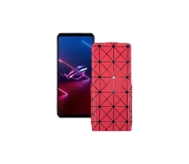 Купить - чехол для смартфона  Чехол-флип из экокожи для телефона Asus ROG Phone 5s Красный ромб