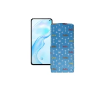 Купить - чехол для смартфона  Чехол-флип из экокожи для телефона Vivo X30 Фэшн голубой