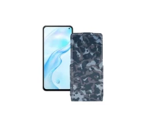 Купить - чехол для смартфона  Чехол-флип из экокожи для телефона Vivo X30 Хаки-синий