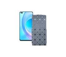 Купить - чехол для смартфона  Чехол-флип из экокожи для телефона Honor 50 Lite Серый ромб