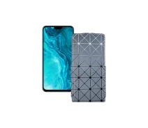 Купить - чехол для смартфона  Чехол-флип из экокожи для телефона Honor 9x Lite Серый ромб