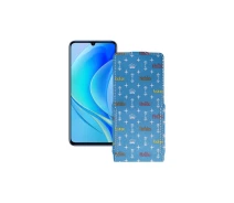 Купить - чехол для смартфона  Чехол-флип из экокожи для телефона Huawei Nova Y70 Фэшн голубой