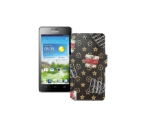 Купить - чехол для смартфона  Чехол-книга из экокожи для телефона Huawei Ascend G600 Луи-Витон-коричневый