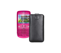 Купить - чехол для смартфона  Вытяжка из экокожи для телефона Nokia C3 Черный