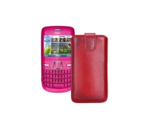 Купить - чехол для смартфона  Вытяжка из кожи для телефона Nokia C3 Красный