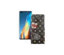 Купить - чехол для смартфона  Чехол-флип из экокожи для телефона Tecno Phantom X Луи-Витон-коричневый