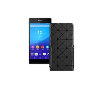 Купить - чехол для смартфона  Чехол-флип из экокожи для телефона Sony Xperia Z3 Plus E6553 Черный ромб