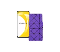 Купить - чехол для смартфона  Чехол-книга из экокожи для телефона Vivo iQOO U1 Фиолетовый ромб