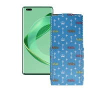 Купить - чехол для смартфона  Чехол-флип из экокожи для телефона Huawei nova 11 Pro Фэшн голубой