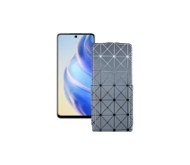 Купить - чехол для смартфона  Чехол-флип из экокожи для телефона Infinix Zero 5G 2023 Серый ромб