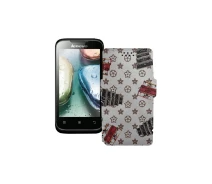 Купить - чехол для смартфона  Чехол-книга из экокожи для телефона Lenovo A369i Луи-Витон-белый