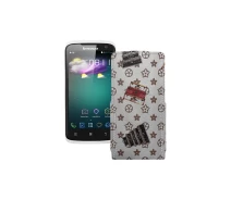 Купить - чехол для смартфона  Чехол-флип из экокожи для телефона Lenovo S820 Луи-Витон-белый