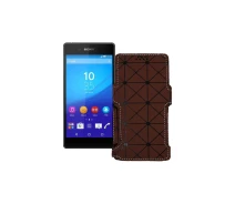 Купить - чехол для смартфона  Чехол-книга из экокожи для телефона Sony Xperia Z3 Plus E6553 Коричневый ромб