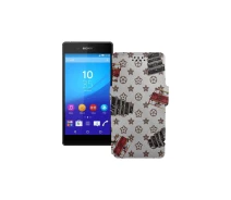 Купить - чехол для смартфона  Чехол-книга из экокожи для телефона Sony Xperia Z3 Plus E6553 Луи-Витон-белый
