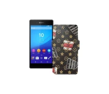 Купить - чехол для смартфона  Чехол-книга из экокожи для телефона Sony Xperia Z3 Plus E6553 Луи-Витон-коричневый
